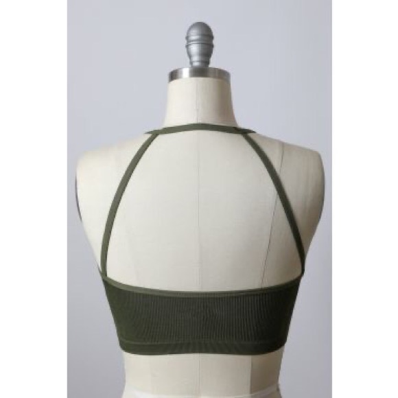 Army Green Seamless Longline Pullover Bralette - Picture 3 of 3